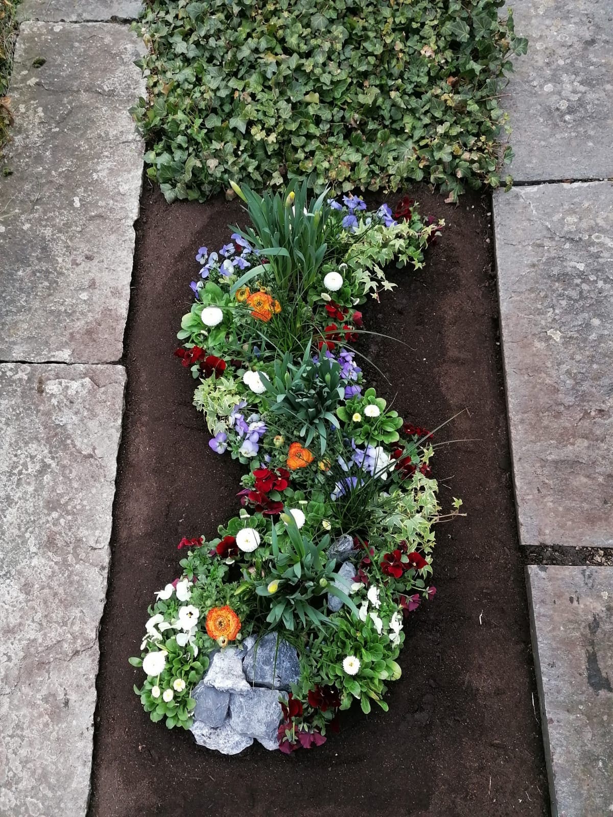 Gepflegtes Grab mit Bepflanzung